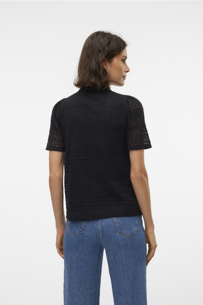 VMHONEY LACE S/S TASSEL TOP WVN GA 10309263 BLACK